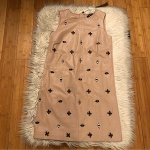 Max&Co Rhinestone Jeweled Ovine Leather Combination Women Shift Dress size 2